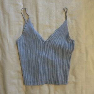 ribbed cashmere baby blue tank
